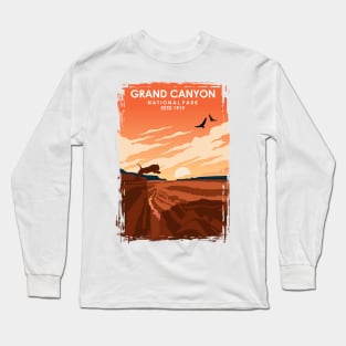 Grand Canyon Vintage Minimal Retro National Park Travel Poster Long Sleeve T-Shirt